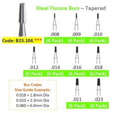 Edenta Steel Fissure Burs 23.104.0** - Tapered - Pack 6 (Some pack of 5 - Price reflects this) - Options Available